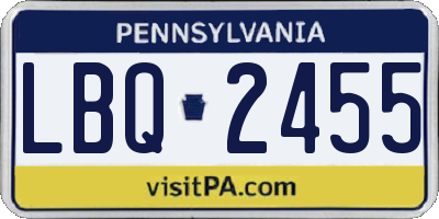 PA license plate LBQ2455