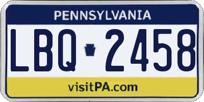 PA license plate LBQ2458