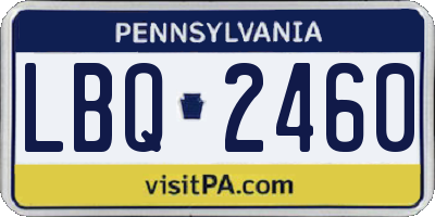 PA license plate LBQ2460