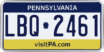 PA license plate LBQ2461