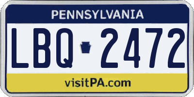 PA license plate LBQ2472