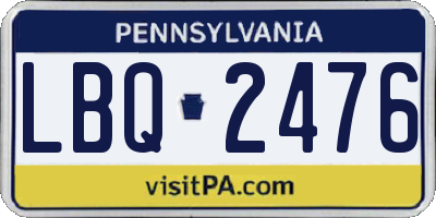 PA license plate LBQ2476