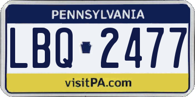 PA license plate LBQ2477
