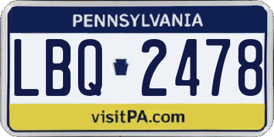 PA license plate LBQ2478