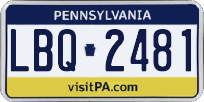 PA license plate LBQ2481