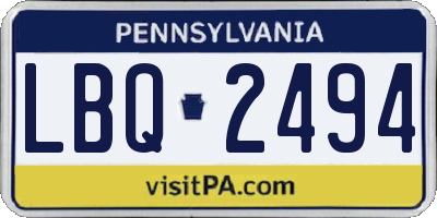 PA license plate LBQ2494