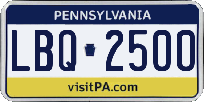 PA license plate LBQ2500