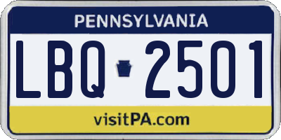 PA license plate LBQ2501