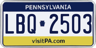 PA license plate LBQ2503