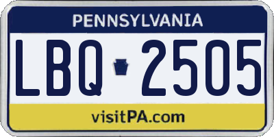 PA license plate LBQ2505