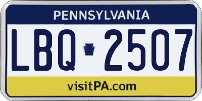 PA license plate LBQ2507