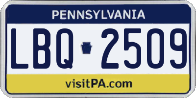 PA license plate LBQ2509