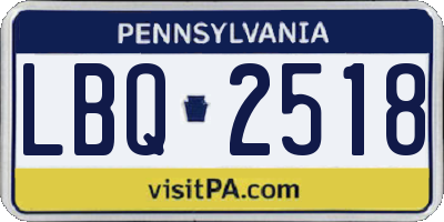 PA license plate LBQ2518