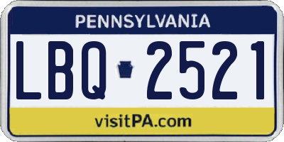 PA license plate LBQ2521