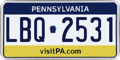PA license plate LBQ2531