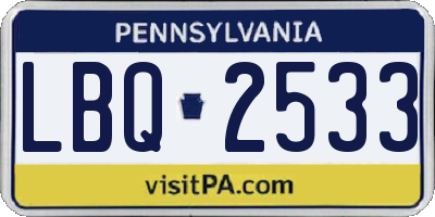 PA license plate LBQ2533