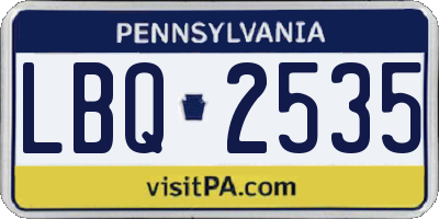 PA license plate LBQ2535