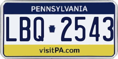 PA license plate LBQ2543