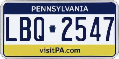 PA license plate LBQ2547