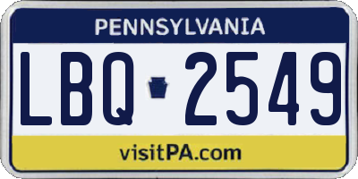 PA license plate LBQ2549