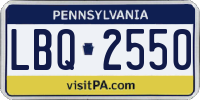 PA license plate LBQ2550
