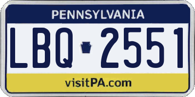 PA license plate LBQ2551