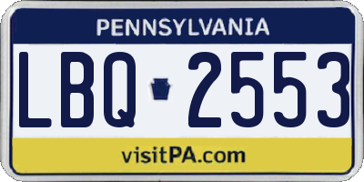 PA license plate LBQ2553