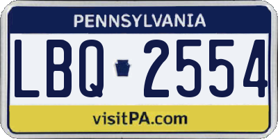 PA license plate LBQ2554