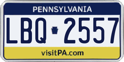 PA license plate LBQ2557