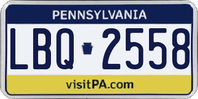 PA license plate LBQ2558