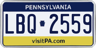 PA license plate LBQ2559