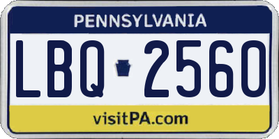 PA license plate LBQ2560