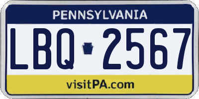 PA license plate LBQ2567