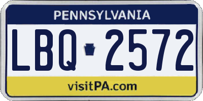 PA license plate LBQ2572