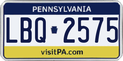 PA license plate LBQ2575