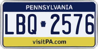 PA license plate LBQ2576