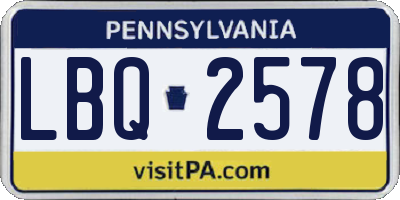 PA license plate LBQ2578