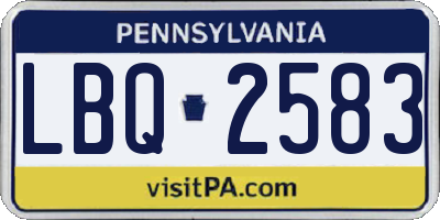 PA license plate LBQ2583