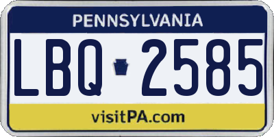 PA license plate LBQ2585