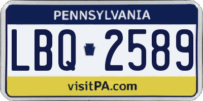 PA license plate LBQ2589