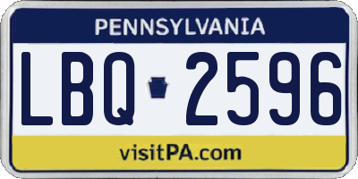PA license plate LBQ2596