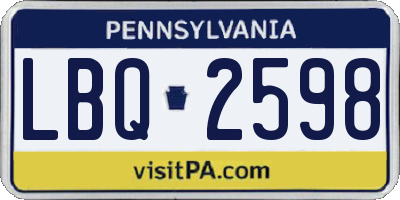 PA license plate LBQ2598