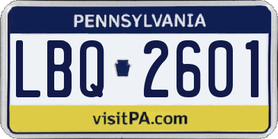 PA license plate LBQ2601