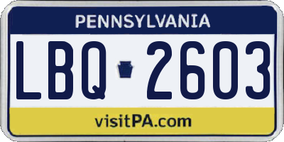PA license plate LBQ2603