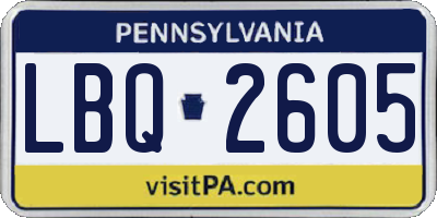 PA license plate LBQ2605