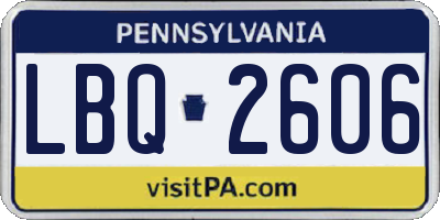 PA license plate LBQ2606