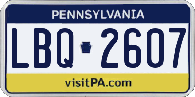 PA license plate LBQ2607
