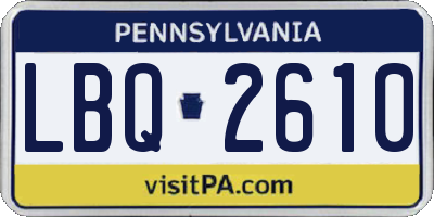PA license plate LBQ2610