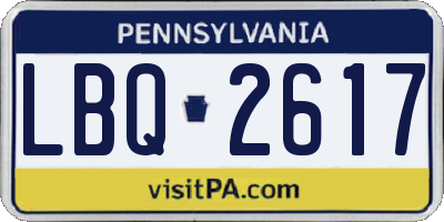 PA license plate LBQ2617