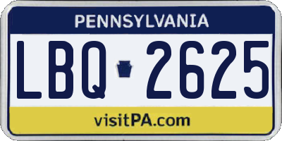 PA license plate LBQ2625